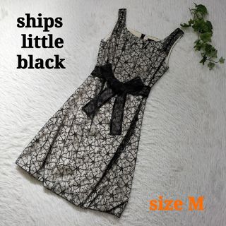 シップスリトルブラック(ships little black)のships little black レースドレスワンピース ビジュー 上品 M(ひざ丈ワンピース)