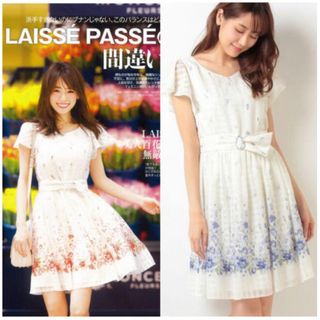 レッセパッセ(LAISSE PASSE)のLAISSE PASSE♡フラワーブーケパネルプリントワンピース(ひざ丈ワンピース)