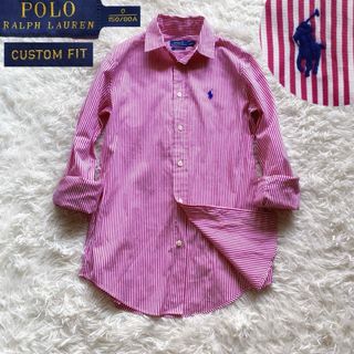 ポロラルフローレン(POLO RALPH LAUREN)の【現行・美品】ポロラルフローレン　長袖　ストライプ　シャツ　ワンポイント　M(シャツ)