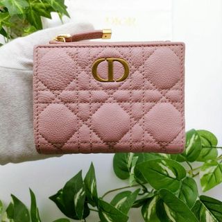 クリスチャンディオール(Christian Dior)のディオール　折り財布　ダリアウォレット　カナージュ　カロ　ピンク(財布)