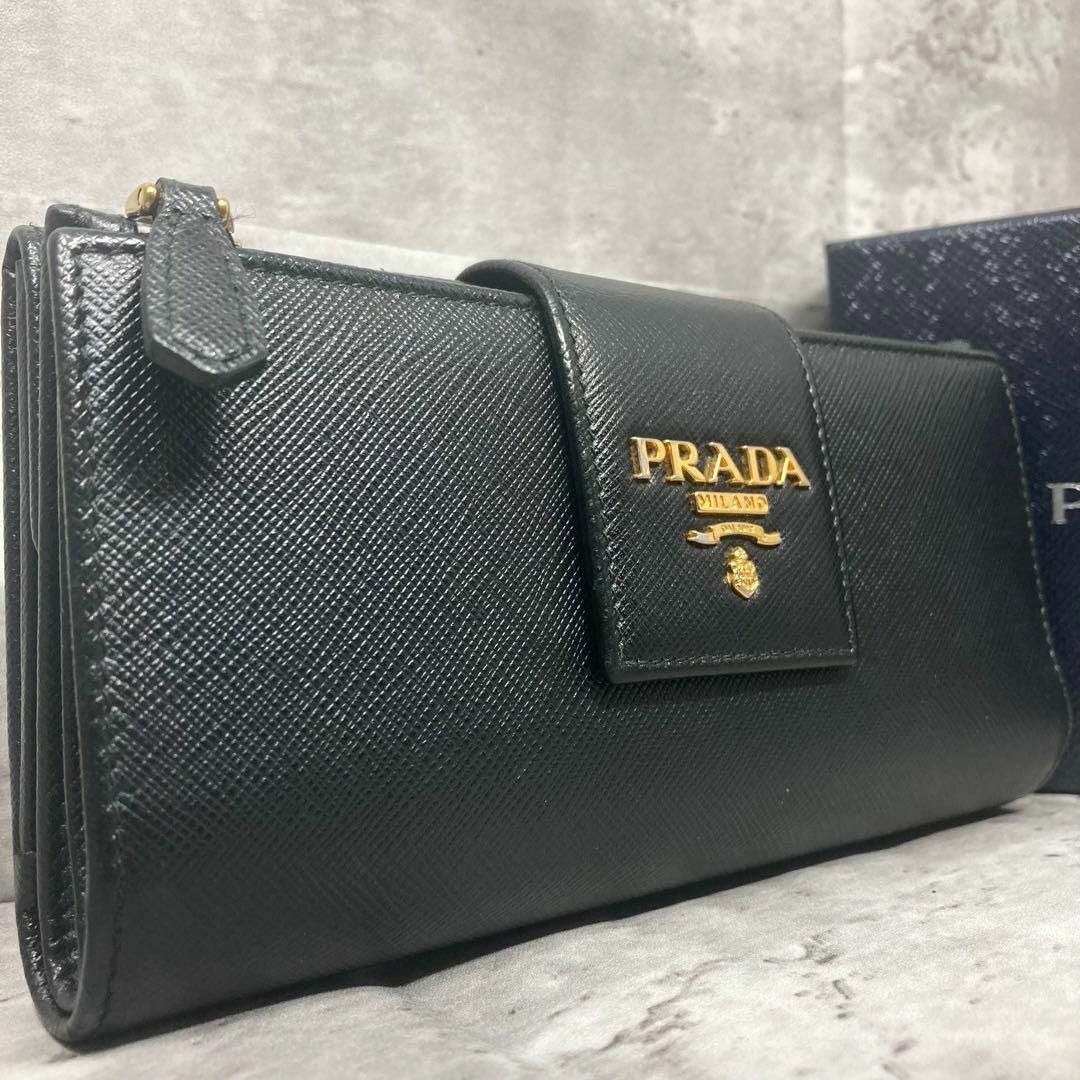 PRADA - 極美品✨ プラダ 金ロゴ サフィアーノレザー 長財布 折り ...