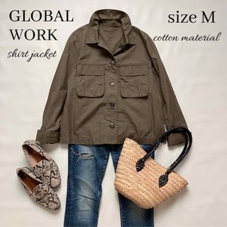 ◆美品◆GLOBAL WORK◆薄手ミリタリーシャツジャケット◆カーキ◆M