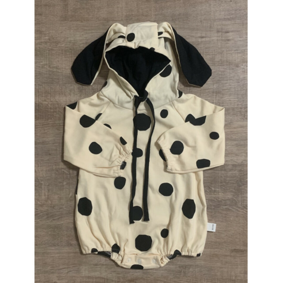 ベビー服 90 ダルメシアン パーカー ロンパース タイツセット 白 ドット キッズ/ベビー/マタニティのベビー服(~85cm)(ロンパース)の商品写真