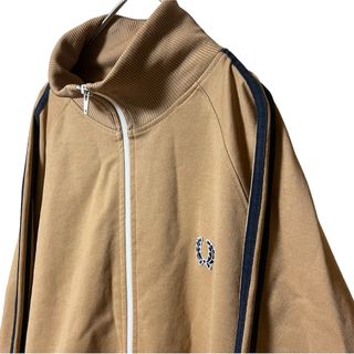 80s Fred Perry Track Jacket Beige x Navy