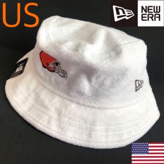 ニューエラー(NEW ERA)のレア 新品 ニューエラ USA バケット ハット NFL Cleveland 白(キャップ)