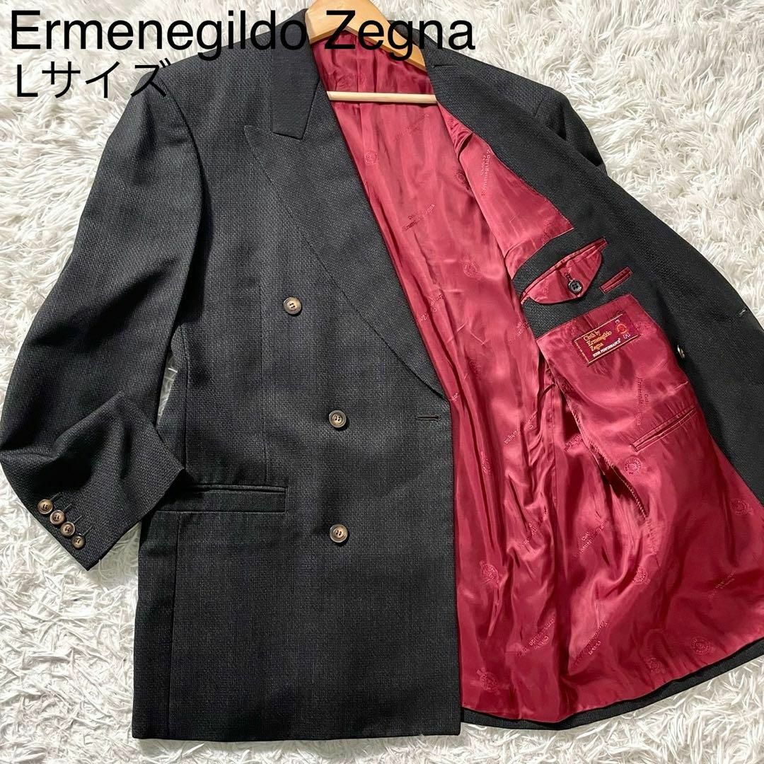 Ermenegildo Zegna(エルメネジルドゼニア)の★極美品 ゼニア テーラードジャケット ダブルブレスト 6ボタン ブラック L メンズのジャケット/アウター(テーラードジャケット)の商品写真