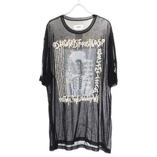 ダブレット(doublet)のdoublet ダブレット 24SS SEE-THROUGH PRINT T-SHIRT シースループリントTシャツ ブラック XL 24SS36CS318(Tシャツ/カットソー(半袖/袖なし))