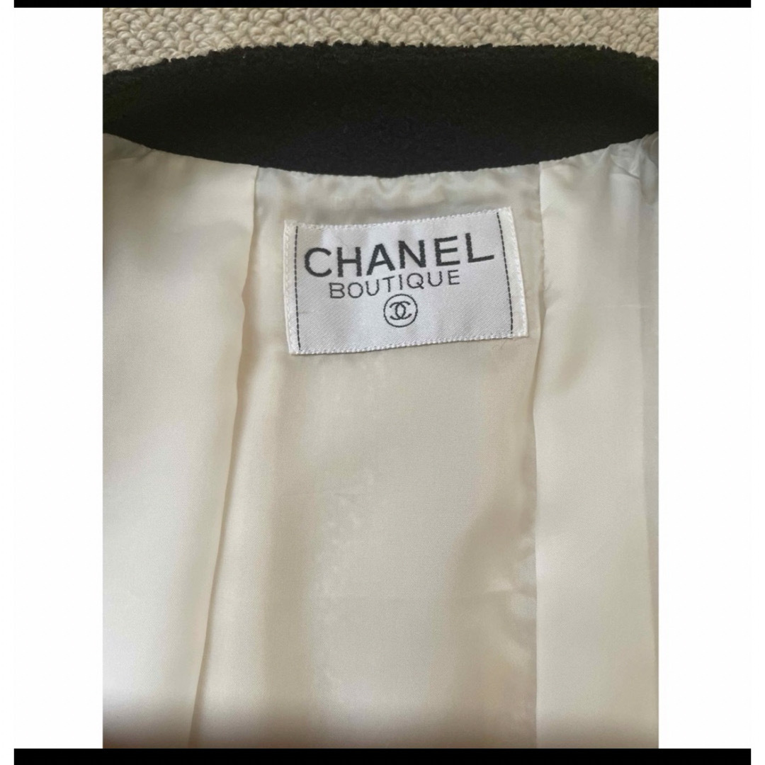 CHANEL(シャネル)のCHANEL トリミング ヴィンテージ  ツイードジャケット 白×黒 レディースのジャケット/アウター(ノーカラージャケット)の商品写真