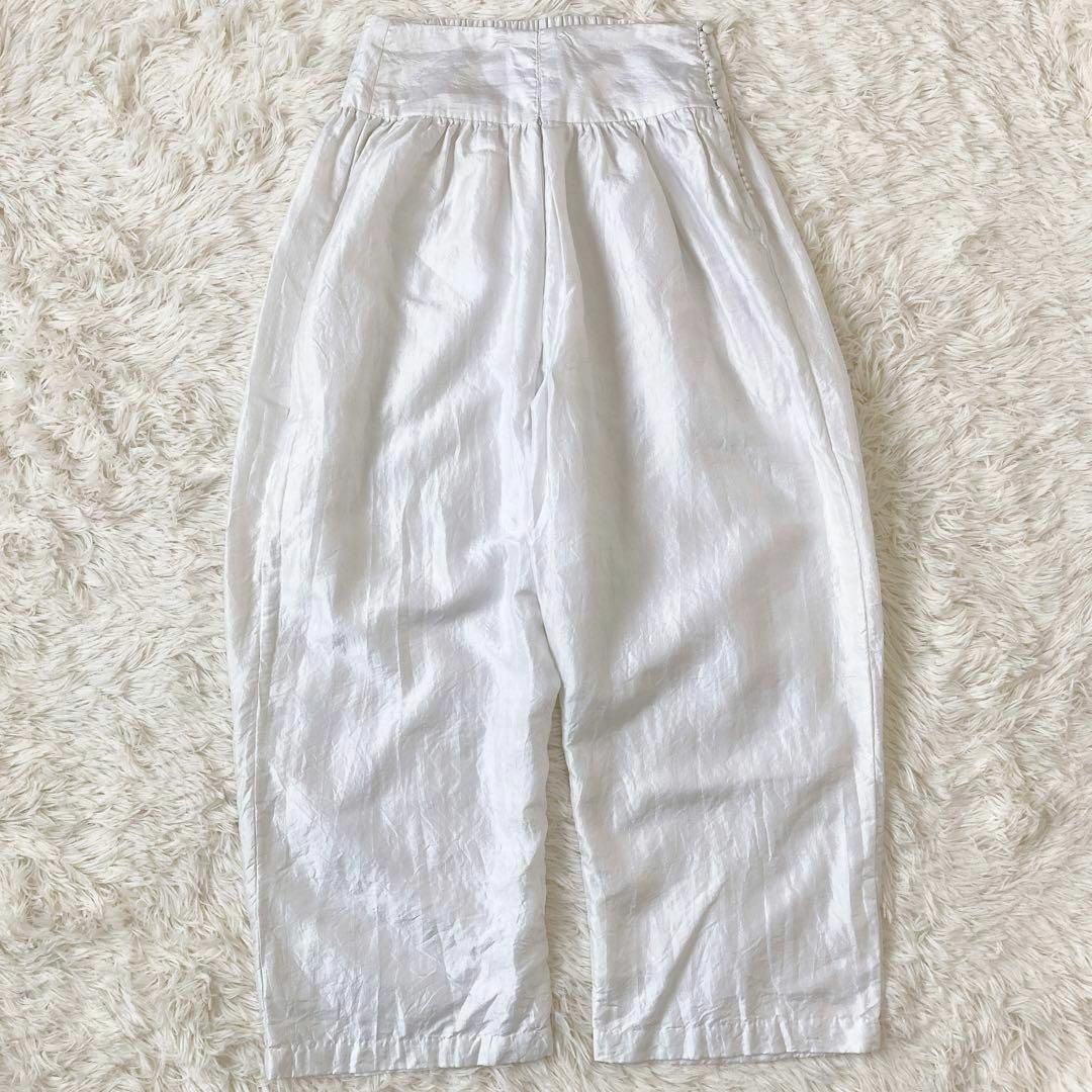 ブノン BUNON シルク100% ワイドベルトパンツ 白 L ブノン BUNON シルク100% ワイドベルトパンツ 白 L