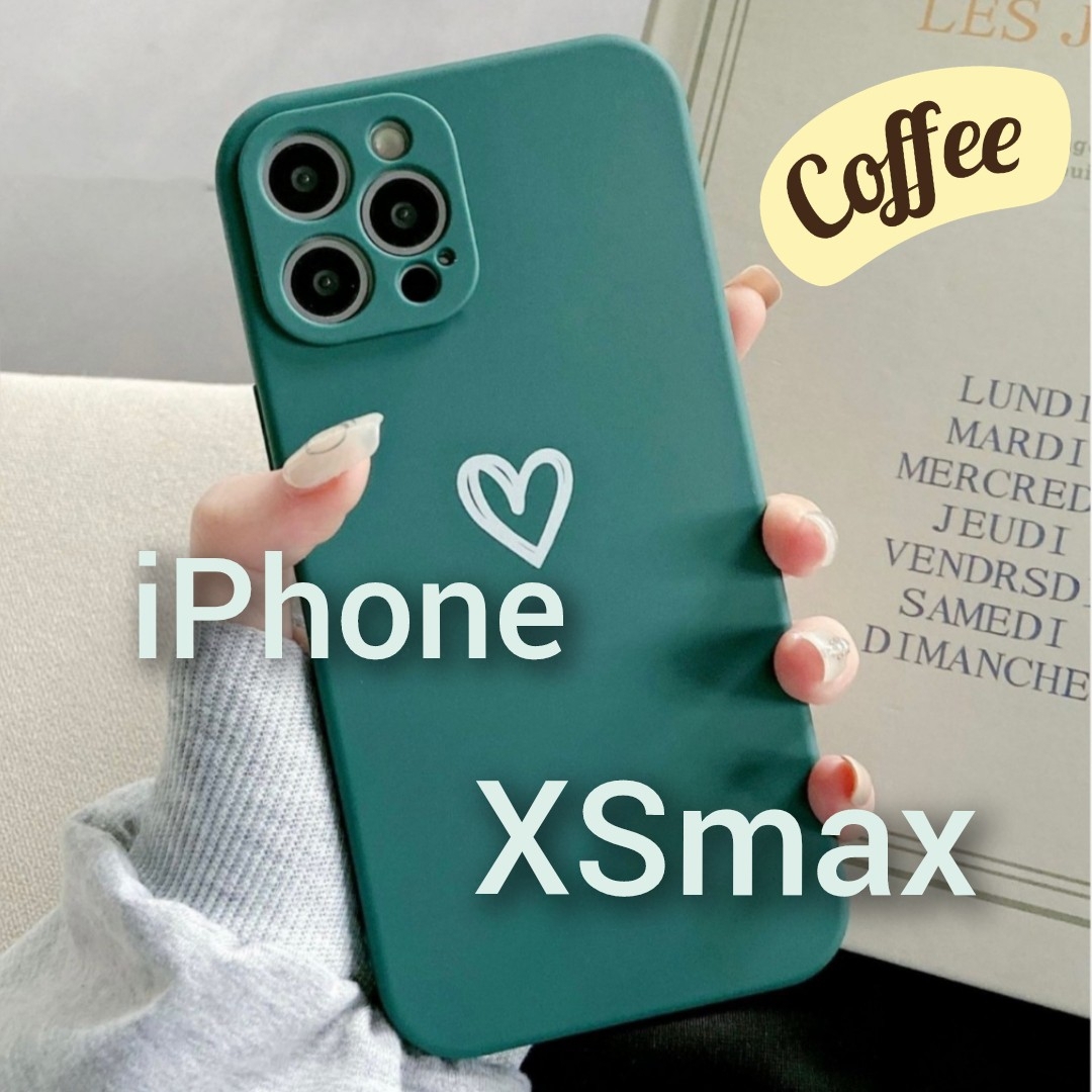 iPhoneXSmax】✨iPhoneケース グリーン ハート 手書き 緑 スマホ/家電/カメラのスマホアクセサリー(iPhoneケース)の商品写真