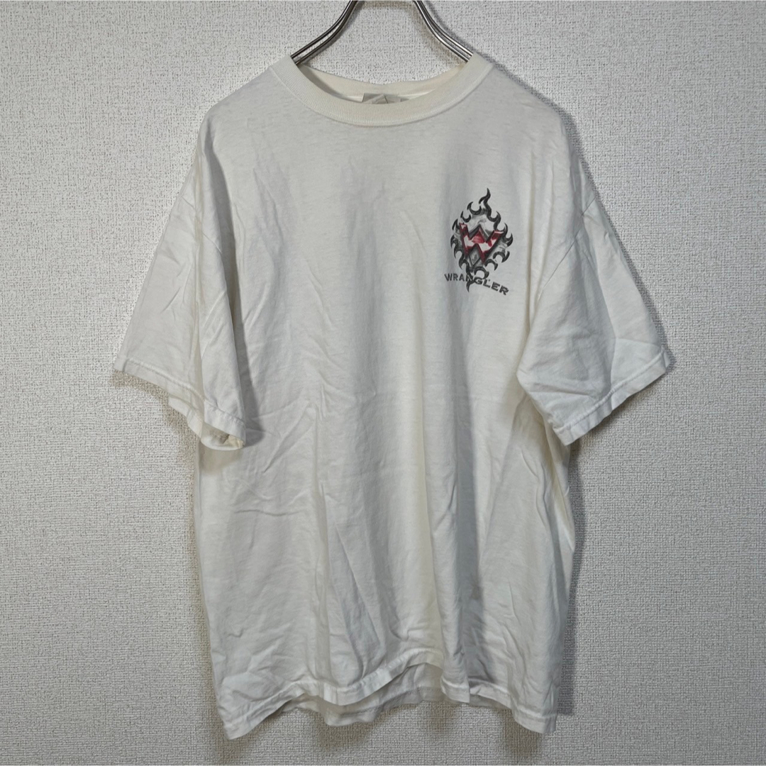 Wrangler(ラングラー)の【ラングラー】半袖Tシャツ　アメリカンバイク　アメリカ国旗　ホワイト白　羽F9 メンズのトップス(Tシャツ/カットソー(半袖/袖なし))の商品写真