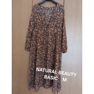 ナチュラルビューティーベーシック(NATURAL BEAUTY BASIC)のNATURAL BEAUTY BASIC　シフォン　ロングワンピース　前開き　M(ロングワンピース/マキシワンピース)