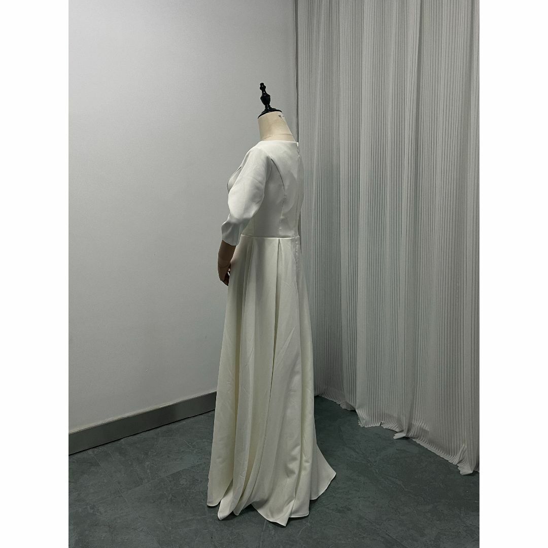 エレガント パーティードレス ホワイト 快適な生地 ワンピース ロング レディースのフォーマル/ドレス(ウェディングドレス)の商品写真