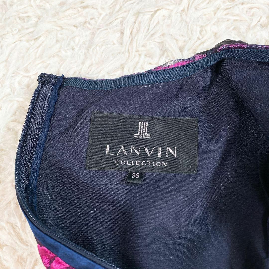 LANVIN(ランバン)のLANVIN ランバン　オーガンジー　ローズ　ワンピース　半袖　薔薇　シースルー レディースのワンピース(ひざ丈ワンピース)の商品写真