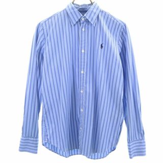 ラルフローレン(Ralph Lauren)のラルフローレン ストライプ柄 長袖 スリムフィット シャツ 10 ブルー系 RALPH LAUREN SLIM FIT キッズ 古着 【240416】 メール便可(ブラウス)