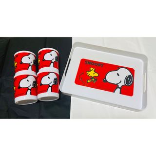 スヌーピー(SNOOPY)のスヌーピーのトレイとコップ4個(グラス/カップ)