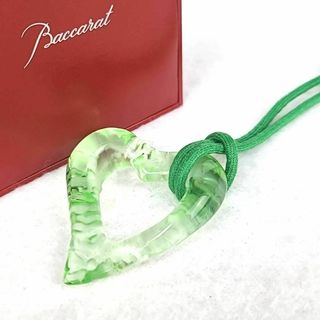 バカラ(Baccarat)の●【ほぼ新品】バカラ ハート オープンハート ネックレス グリーン 箱つき(ネックレス)