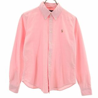 ラルフローレン(Ralph Lauren)のラルフローレン 長袖 スーパースリムフィット ボタンダウンシャツ 8 ピンク RALPH LAUREN SUPER SLIM FIT キッズ 古着 【240416】 メール便可(ブラウス)