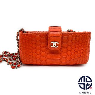 CHANEL - CHANEL シャネル オレンジ系 シルバー金具 パイソン 蛇 CHANEL - CHANEL シャネル オレンジ系 シルバー金具 パイソン 蛇