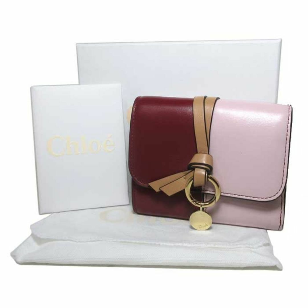 Chloe(クロエ)の【新品】クロエ 財布 三つ折り財布 CHC22WP718I67 9L5(スモークピンク系×ワインレッド系) Chloe アルファベット レザー バイカラー スモール トリフォールド  ウォレット アウトレット レディース レディースのファッション小物(財布)の商品写真