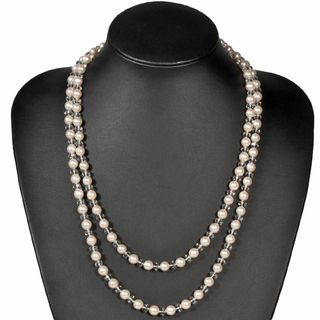 タサキ(TASAKI)のタサキ TASAKI ヴァリエ ネックレス シルバー パール 7.0mm クリスタル 120cm レディース【中古】(ネックレス)