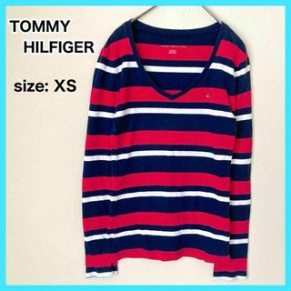 TOMMYHILFIGER トミーフィルフィガー ボーダー Vネック 長袖 細身