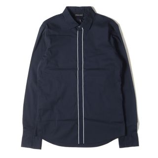 エンポリオアルマーニ(Emporio Armani)の新品 EMPORIO ARMANI エンポリオアルマーニ シャツ サイズ:M 18AW ワンポイント アイコン 刺繍 パイピング フライフロント ストレッチ ドレスシャツ 長袖 フォーマル SLIM FIT ダークネイビー トップス カジュアルシャツ【メンズ】(シャツ)