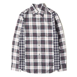 ダンヒル(Dunhill)の美品 dunhill ダンヒル シャツ サイズ:XS R 切替 チェック ソフトフランネル 長袖シャツ キレカジ ホワイト マルチカラー イタリア製 トップス カジュアルシャツ【メンズ】【中古】(シャツ)