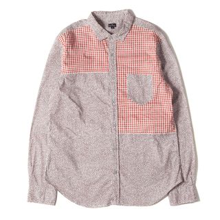 ポールスミス(Paul Smith)のPaul Smith ポールスミス シャツ サイズ:L ジオメトリック チェック 切替 ドレスシャツ 長袖 ホワイト ワインレッド 日本製 トップス カジュアルシャツ【メンズ】【中古】(シャツ)