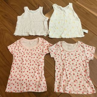 ユニクロ(UNIQLO)のユニクロ ❣ 肌着 セット 4枚 いちご 女の子 メッシュ 半袖 ノースリーブ(下着)