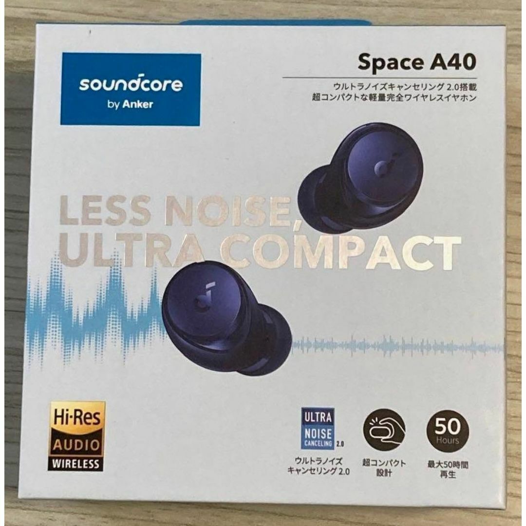 Anker(アンカー)の未使用☆Anker Soundcore Space A40 ネイビー 充電ケース スマホ/家電/カメラのオーディオ機器(ヘッドフォン/イヤフォン)の商品写真