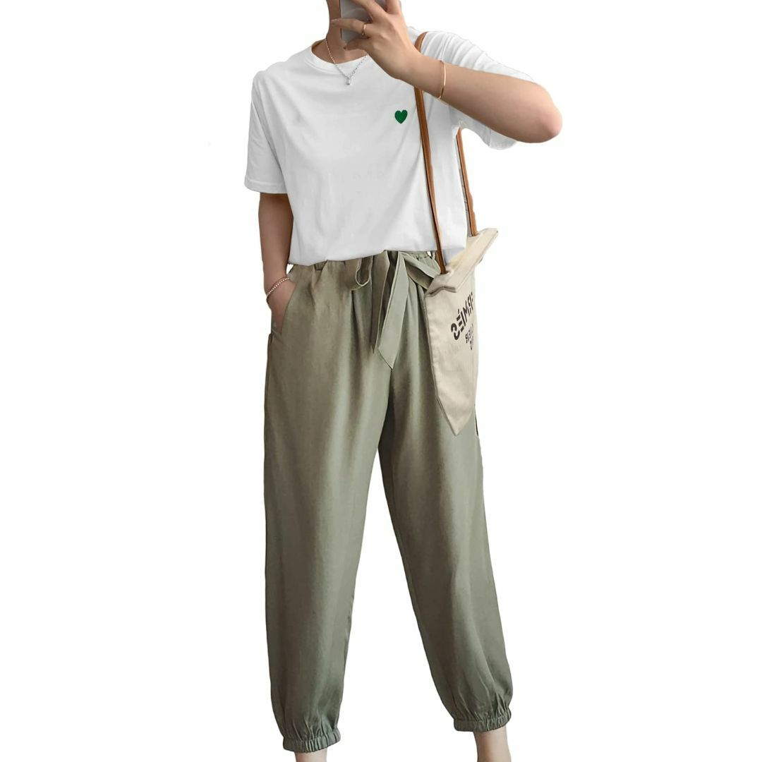 [モノア] ジャージ 上下セット 半袖 白 tシャツ ウエストゴム 9分丈パンツ レディースのファッション小物(その他)の商品写真