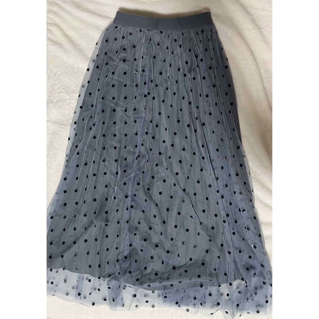 2wayドットチュールスカート　ブルー レディースのスカート(ロングスカート)の商品写真