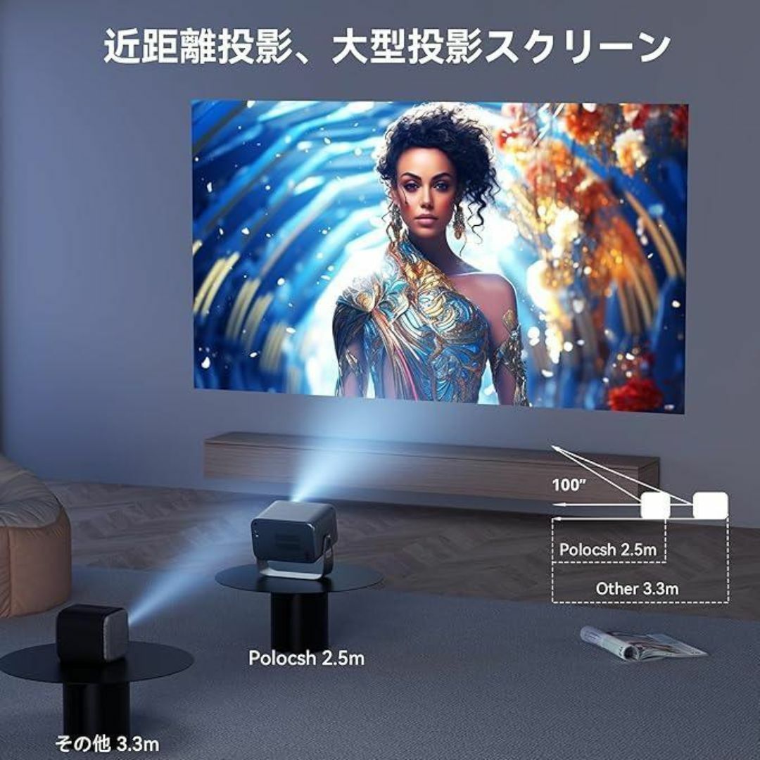 Android TV 搭載 Polocshプロジェクタ16000Lm スマホ/家電/カメラのテレビ/映像機器(その他)の商品写真