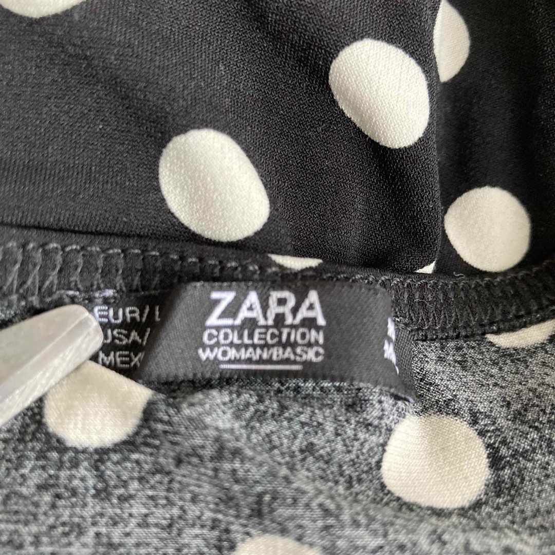 ZARA(ザラ)のザラ　キャミワンピース　ドット柄　水玉　ブラック　レディース　Lサイズ レディースのワンピース(ロングワンピース/マキシワンピース)の商品写真