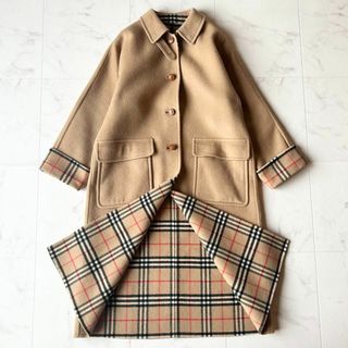 バーバリー(BURBERRY)のBURBERRY  ロングコート　ノバチェック柄　キャメル(ロングコート)