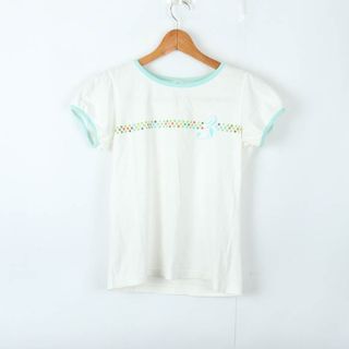 アディダス(adidas)のアディダス 半袖Tシャツ グラフィックT スポーツウエア コットン レディース Lサイズ 白×水色 adidas(Tシャツ(半袖/袖なし))