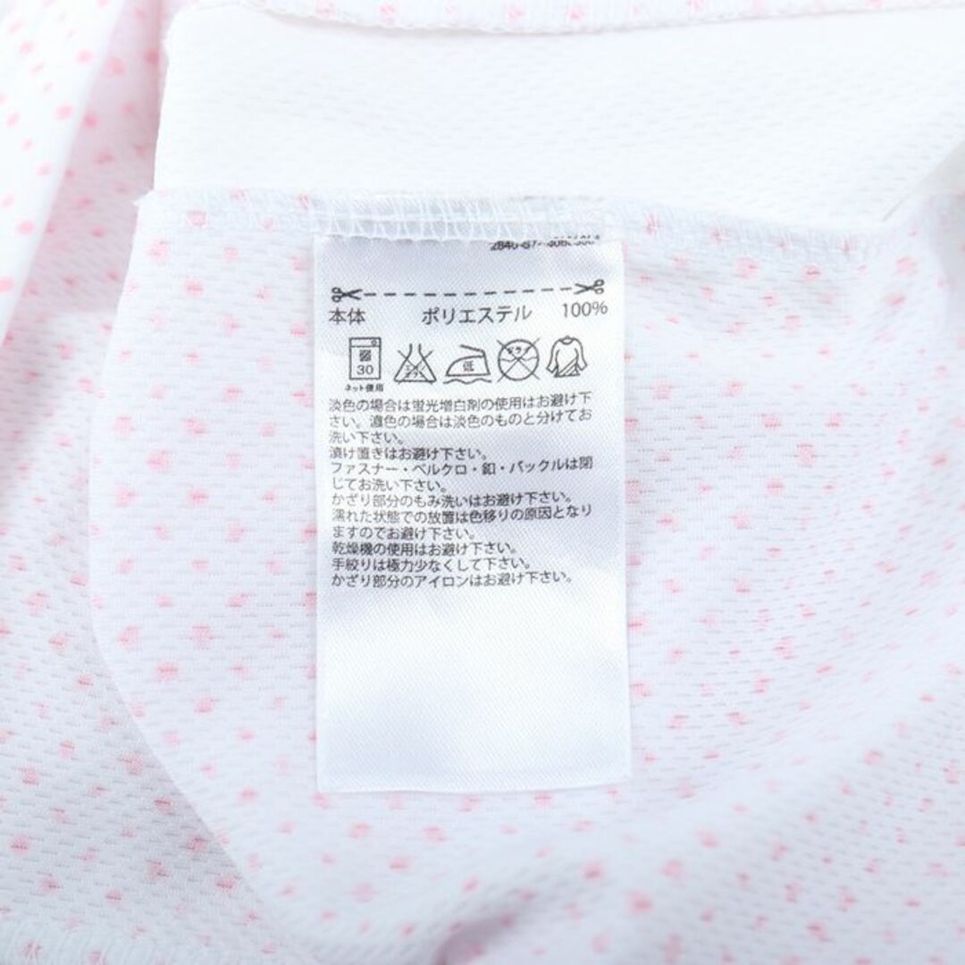 adidas(アディダス)のアディダス 半袖Tシャツドット柄ワンポイントロゴスポーツウエア レディース Sサイズ 白×ピンク adidas レディースのトップス(Tシャツ(半袖/袖なし))の商品写真