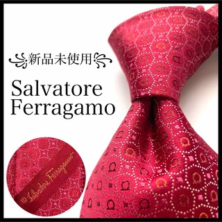 Salvatore Ferragamo - ꧁新品未使用꧂ サルヴァトーレ フェラガモ ネクタイ ガンチーニ レッド 光沢