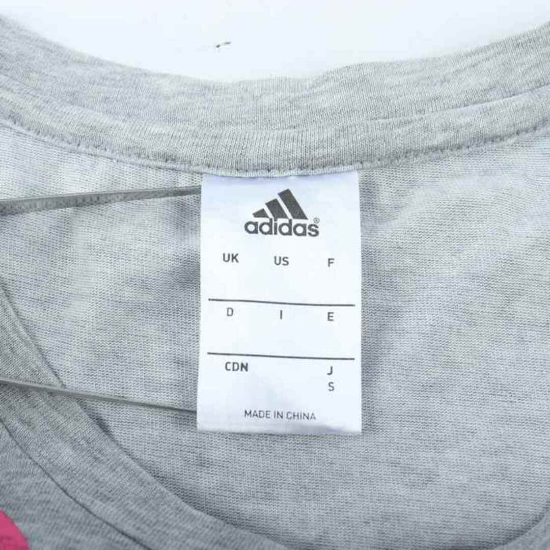 adidas(アディダス)のアディダス 半袖Tシャツ ロゴT スポーツウエア レディース Sサイズ グレー×ピンク adidas レディースのトップス(Tシャツ(半袖/袖なし))の商品写真