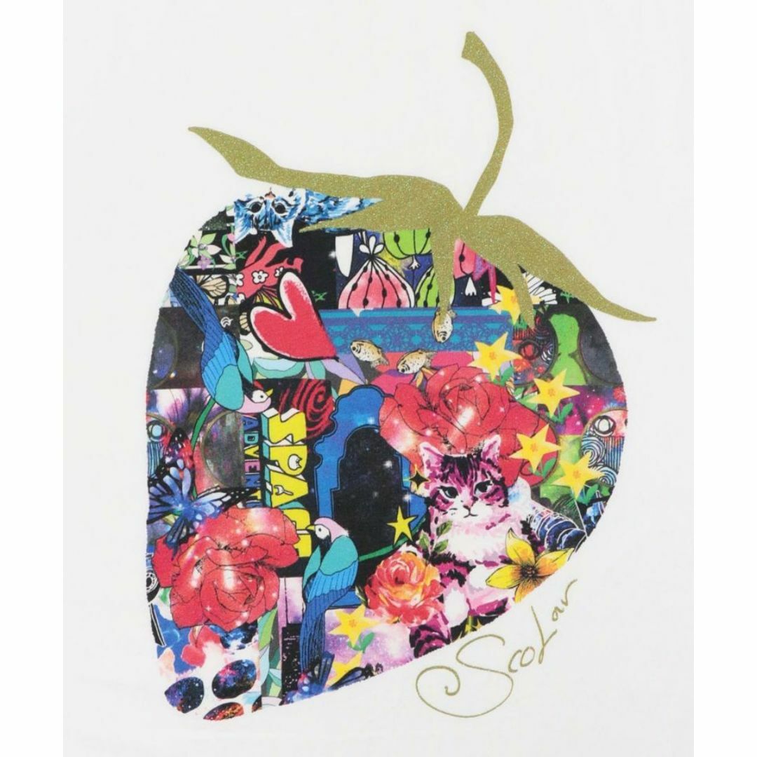 ScoLar(スカラー)のスカラー 142631 花柄アートイチゴプリントプルオーバー レディースのトップス(Tシャツ(半袖/袖なし))の商品写真