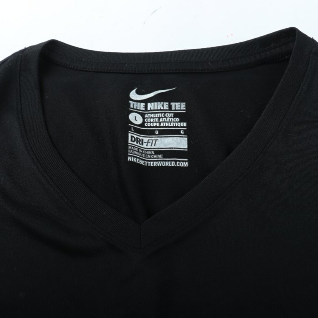 NIKE(ナイキ)のナイキ 半袖Tシャツ ビッグロゴT ドライフィット スポーツウエア レディース Lサイズ 黒×白 NIKE レディースのトップス(Tシャツ(半袖/袖なし))の商品写真