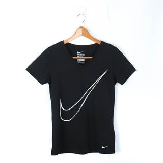 ナイキ(NIKE)のナイキ 半袖Tシャツ ビッグロゴT ドライフィット スポーツウエア レディース Lサイズ 黒×白 NIKE(Tシャツ(半袖/袖なし))