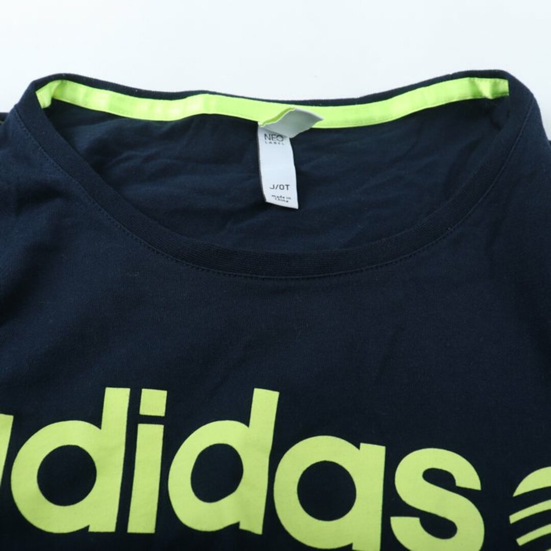 adidas(アディダス)のアディダス 半袖Tシャツ ロゴT ネオレーベル スポーツウエア 大きいサイズ レディース OTサイズ 紺×黄緑 adidas レディースのトップス(Tシャツ(半袖/袖なし))の商品写真