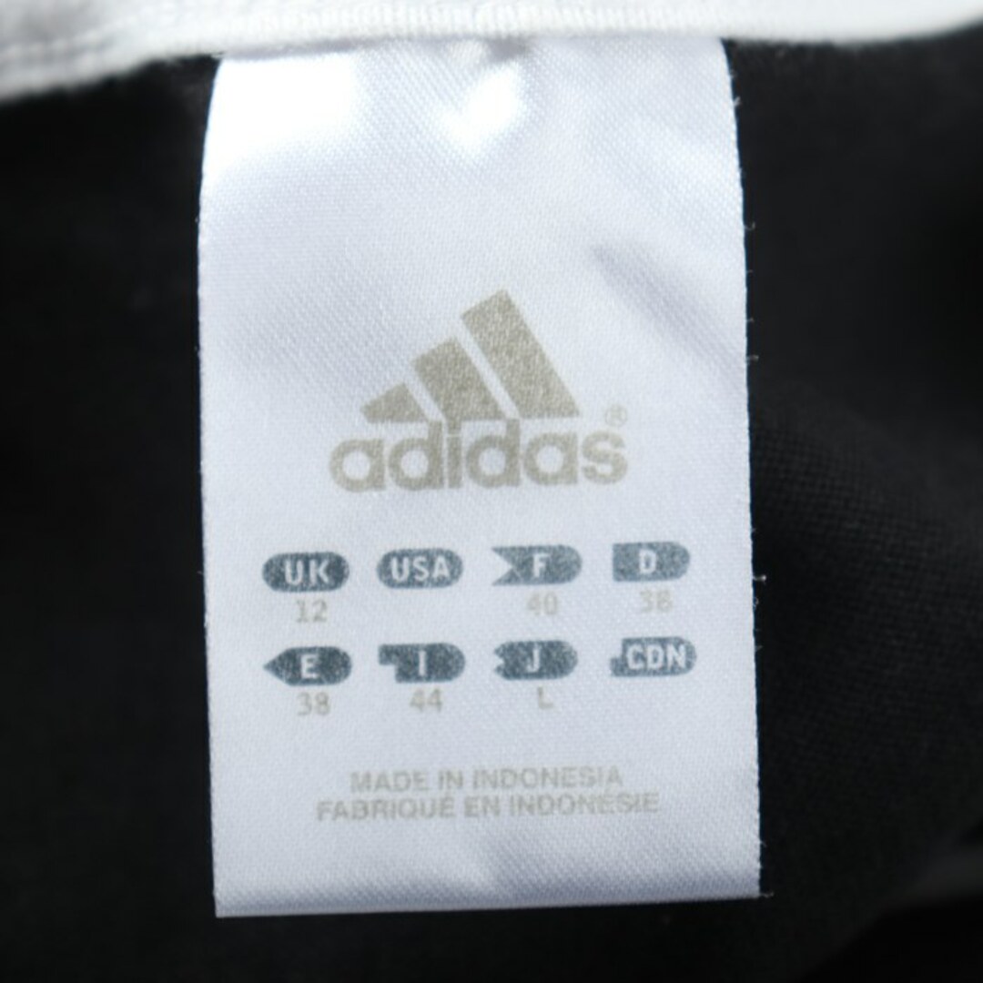 adidas(アディダス)のアディダス 半袖Tシャツ 裾ライン ワンポイントロゴ スポーツウエア レディース Lサイズ 黒×白 adidas レディースのトップス(Tシャツ(半袖/袖なし))の商品写真