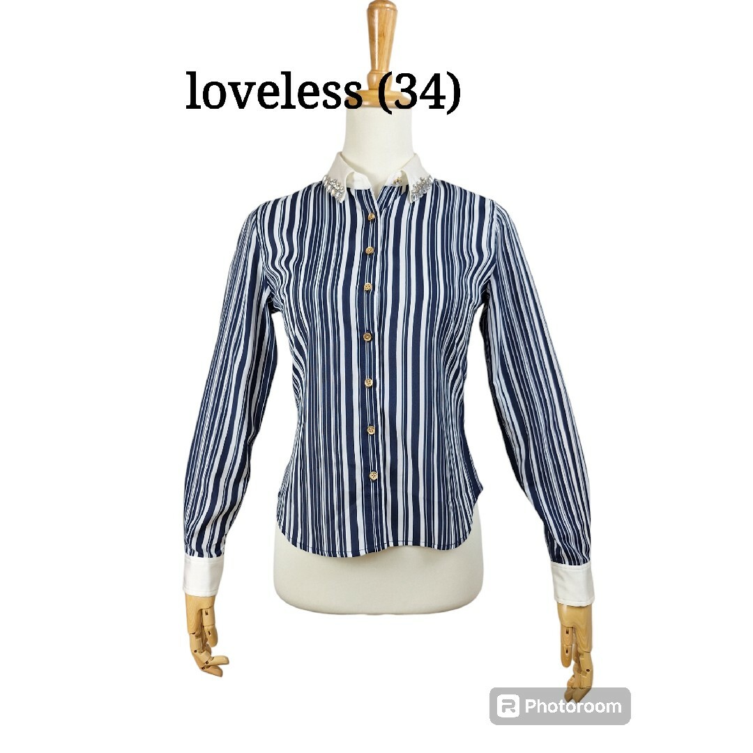 LOVELESS(ラブレス)の美品 loveless ラブレス　ビジュー付きクレリックブラウス レディースのトップス(シャツ/ブラウス(長袖/七分))の商品写真