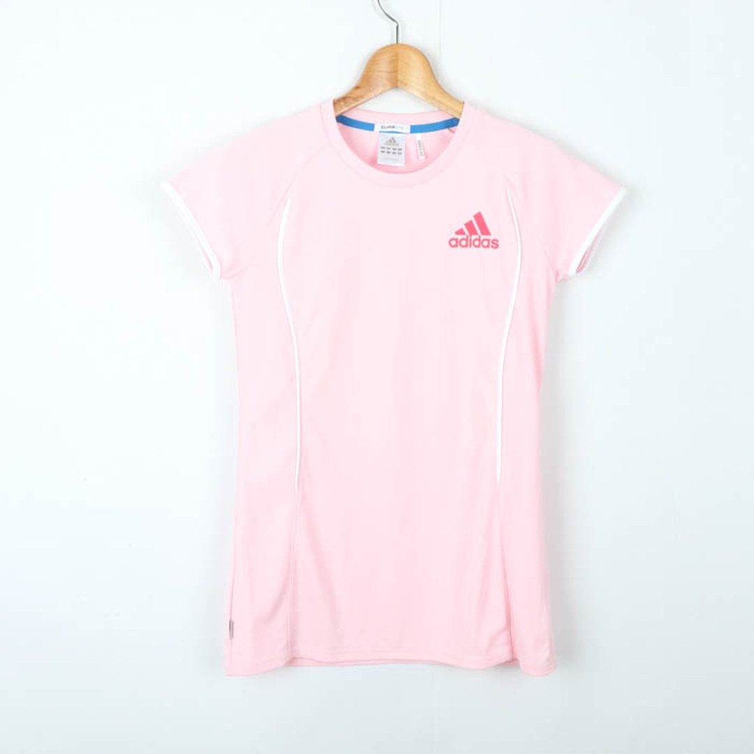 adidas(アディダス)のアディダス 半袖Tシャツ ロゴT スポーツウエア クライマライト UVケア レディース Mサイズ ピンク adidas レディースのトップス(Tシャツ(半袖/袖なし))の商品写真