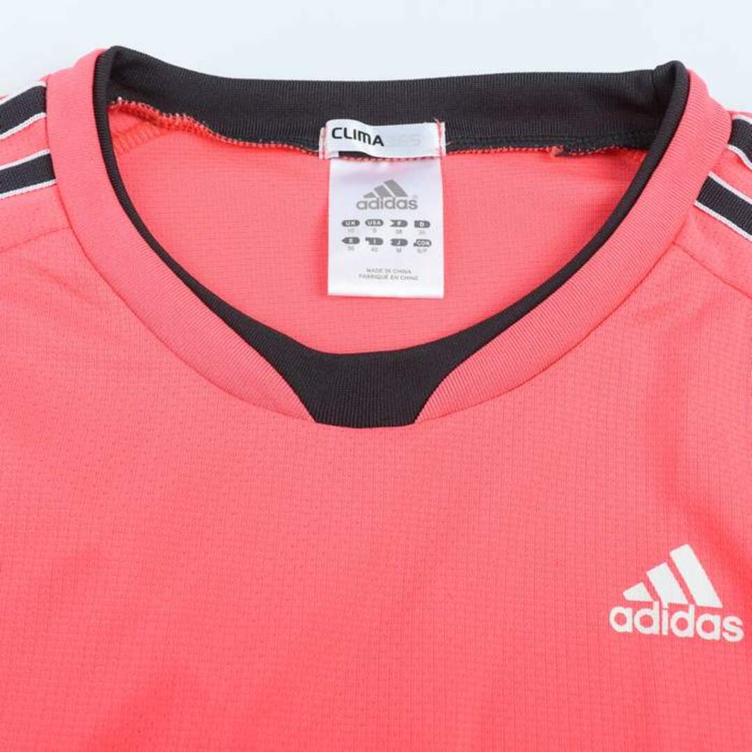 adidas(アディダス)のアディダス 半袖Tシャツ クライマ365 袖ライン スポーツウエア レディース Mサイズ ピンク×白×黒 adidas レディースのトップス(Tシャツ(半袖/袖なし))の商品写真