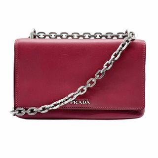 プラダ(PRADA)のプラダ PRADA 斜め掛けショルダーバッグ レザー/メタル ダークレッド/シルバー レディース 送料無料【中古】 z0473(ショルダーバッグ)