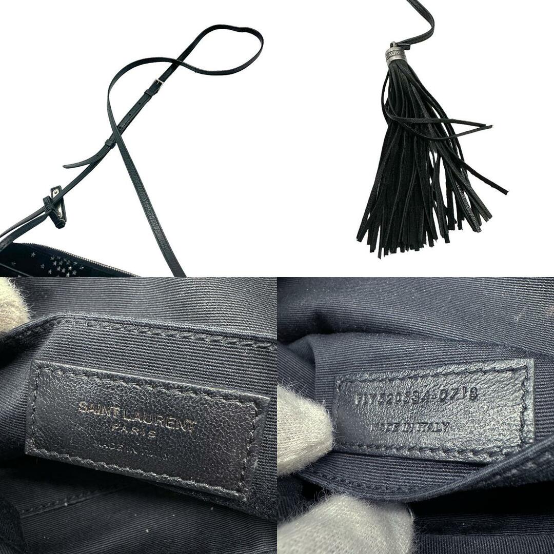 Saint Laurent(サンローラン)のサンローラン SAINT LAURENT 斜め掛けショルダーバッグ Star ルー スエード/レザー ブラック シルバー レディース 送料無料【中古】 z0478 レディースのバッグ(ショルダーバッグ)の商品写真